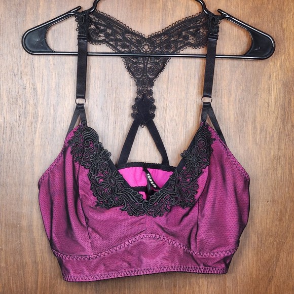 Torrid Plus Size Woman’s Pink & Black Unlined Lace Bralette Size 1XL - Picture 2 of 6